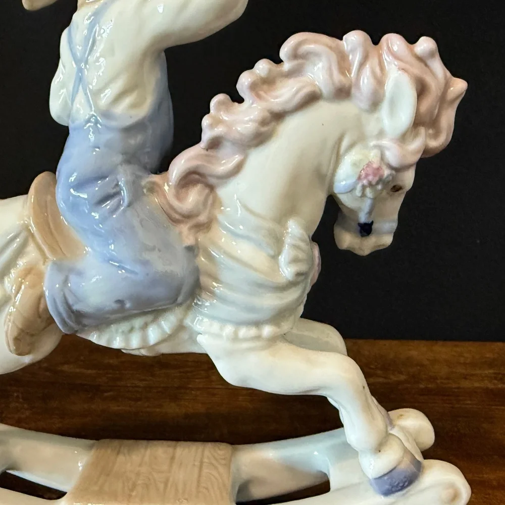 1991 MEICO PAUL SEBASTIAN Girl Riding Rocking Horse Figurine